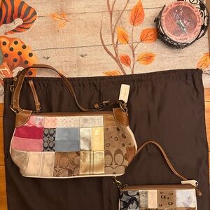 Coach Multicolor Patchwork Shoulder Bag and Wristlet